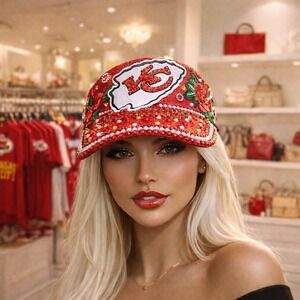 Visor Hat‎ "Kansas City Chiefs" Custom Made Red Visor Cap